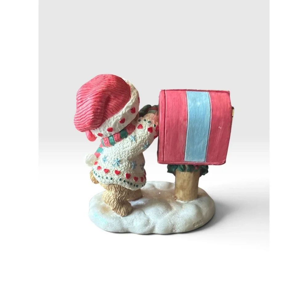 Carlton Cards Christmas Teddy Bear Figurine Hinged Mailbox Gifts Candy Cane